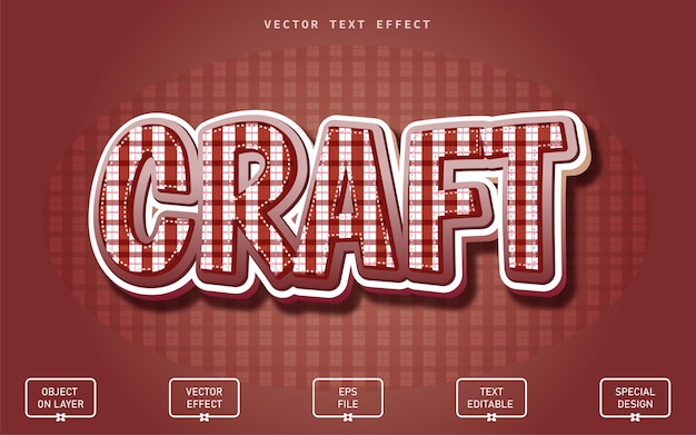 Efecto de texto editable en 3D con patrón de gingham de textura