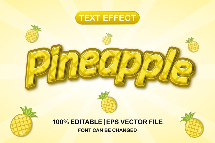 Vector efecto de texto editable 3d de piña