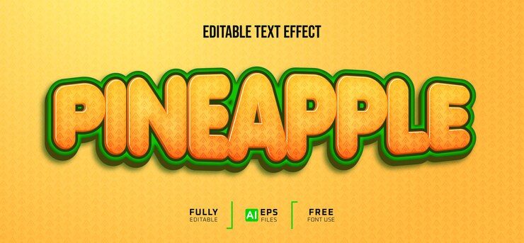 Vector efecto de texto editable 3d de piña