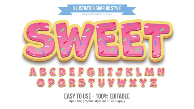Efecto de texto editable 3D Pink Donut