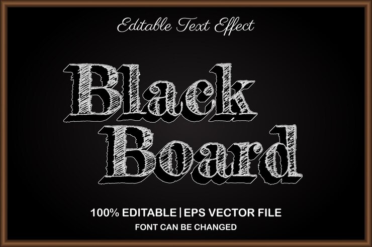 Vector efecto de texto editable 3d de pizarra negra