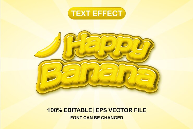 Vector efecto de texto editable 3d de plátano feliz