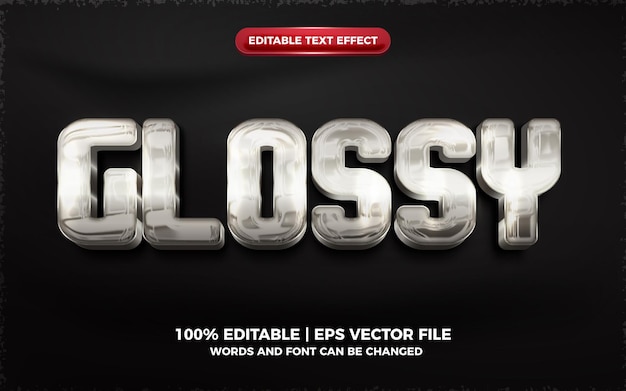 Efecto de texto editable 3d plateado brillante