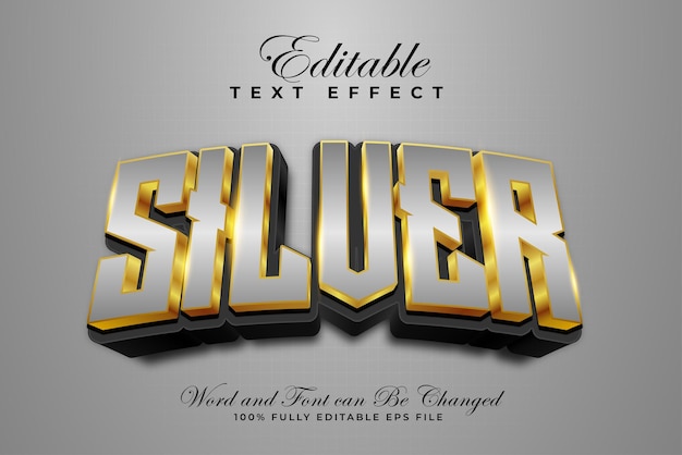 Efecto de texto editable en 3D plateado