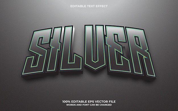 Efecto de texto editable 3d plateado