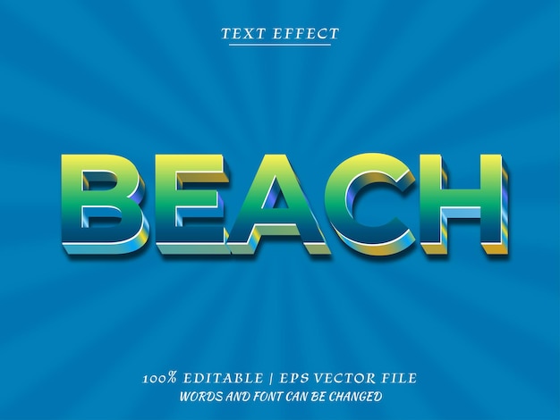 Vector efecto de texto editable 3d de playa