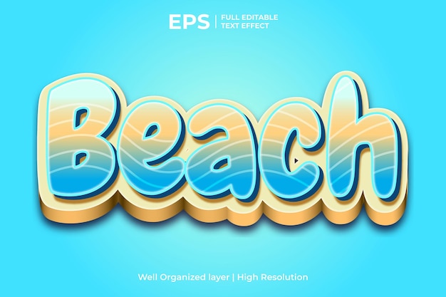 Vector efecto de texto editable 3d de playa