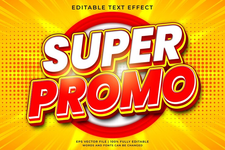 Vector efecto de texto editable 3d de promoción de súper venta