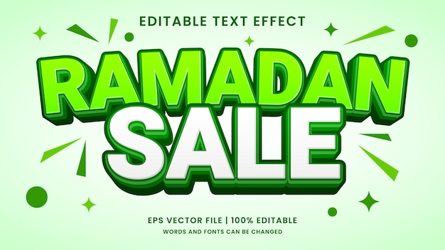 Efecto de texto editable 3d de promoción de venta de ramadán