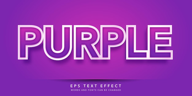 Vector efecto de texto editable 3d púrpura