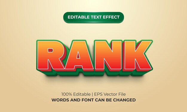 Vector efecto de texto editable 3d de rango