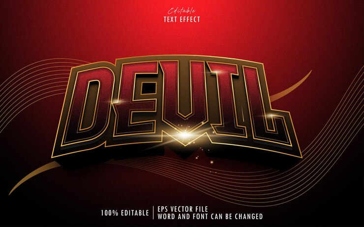 Vector efecto de texto editable 3d red gold devil