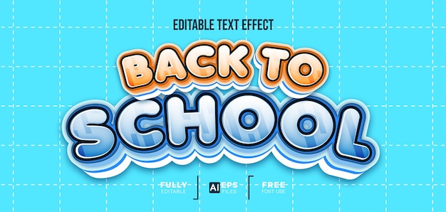 Efecto de texto editable 3d de regreso a la escuela