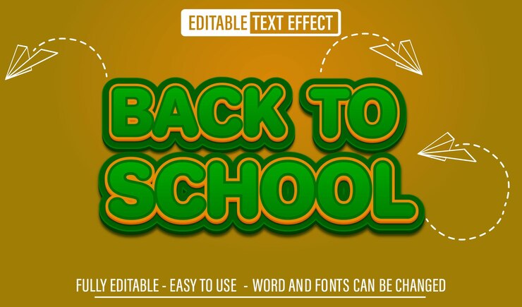 Vector efecto de texto editable 3d de regreso a la escuela