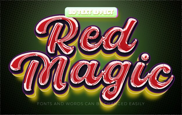 Efecto de texto editable en 3D de resplandor mágico rojo