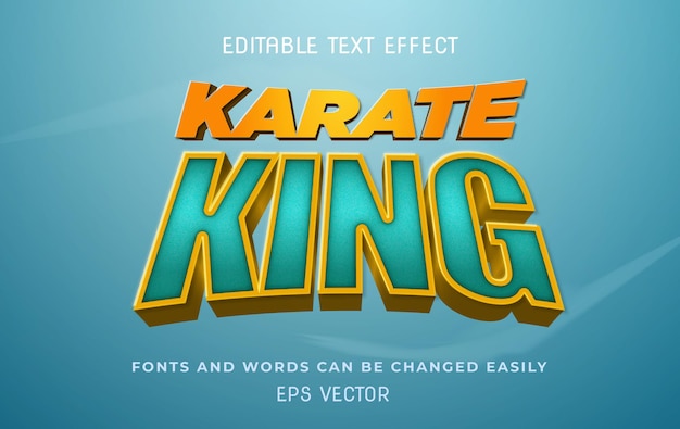 Efecto de texto editable 3d del rey del karate