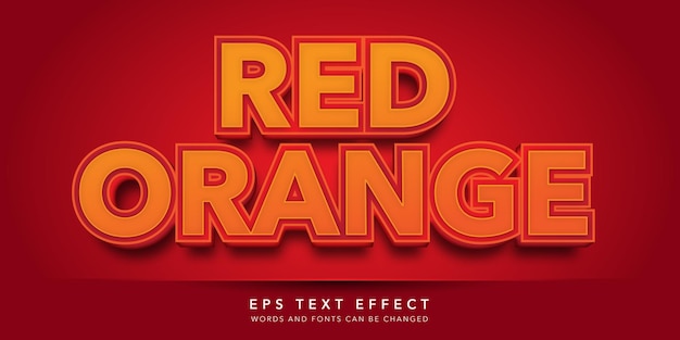 Vector efecto de texto editable 3d rojo naranja