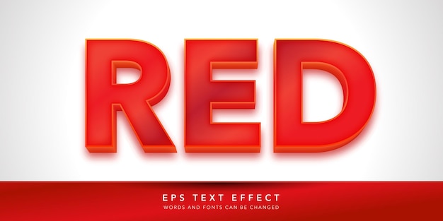 Vector efecto de texto editable 3d rojo