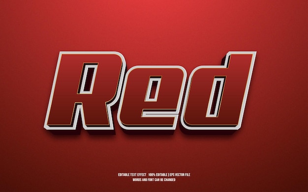 Efecto de texto editable 3D rojo