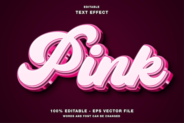 Efecto de texto editable en 3D rosado