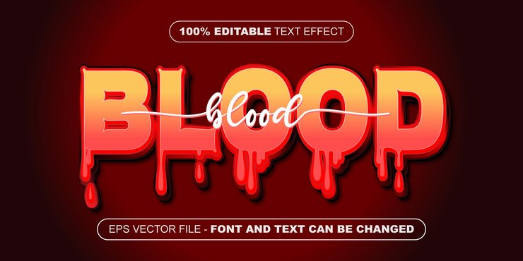 Vector efecto de texto editable 3d de sangre roja