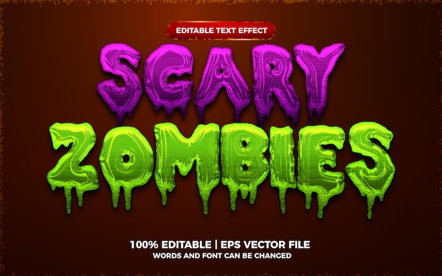 Efecto de texto editable 3d de scary zombies