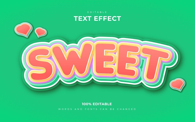 Vector efecto de texto editable en 3d suave dulce