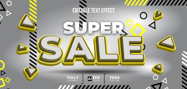 Vector efecto de texto editable 3d super venta