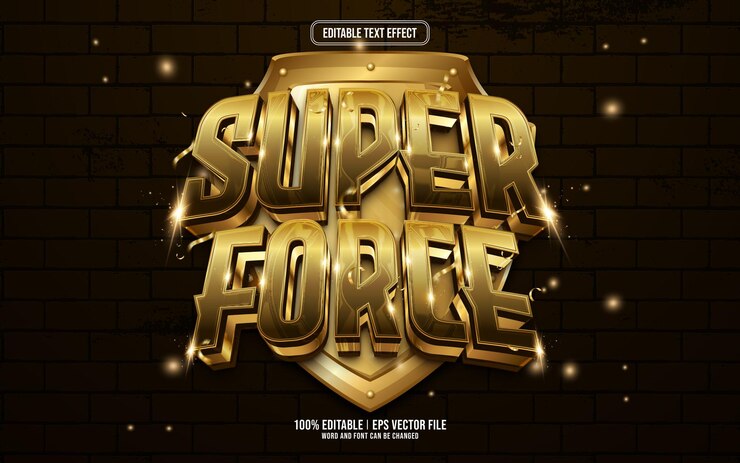 Vector efecto de texto editable en 3d de superfuerza