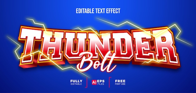 Efecto de texto editable 3d thunder bolt