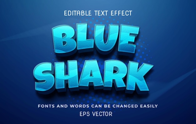Efecto de texto editable 3d de tiburón azul