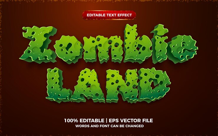 Vector efecto de texto editable 3d de tierra de zombies