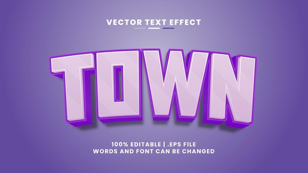 Efecto de texto editable 3d town en estilo de texto de dibujos animados y juegos