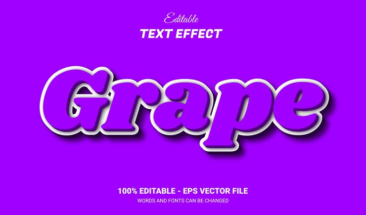 Vector efecto de texto editable 3d de uva