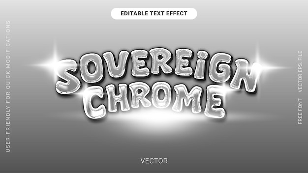 Efecto de texto editable en 3D Vector de estilo de fuente de gradiente de cromo soberano