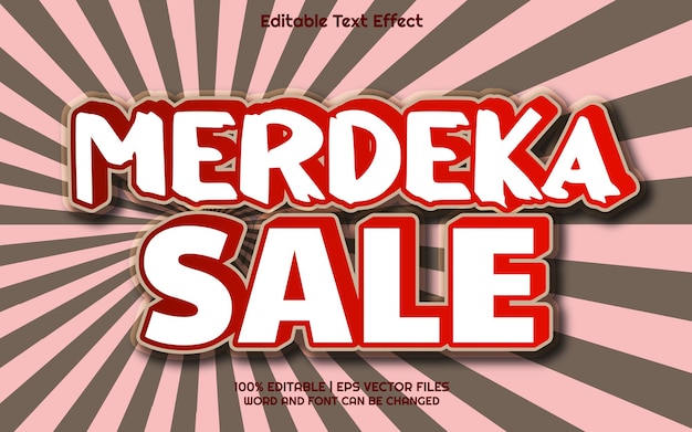 Efecto de texto editable en 3D para la venta de Merdeka