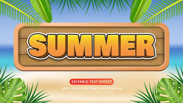 Efecto de texto editable 3d de verano