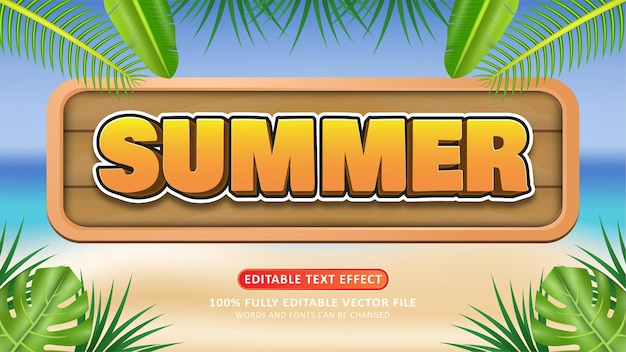 Vector efecto de texto editable 3d de verano