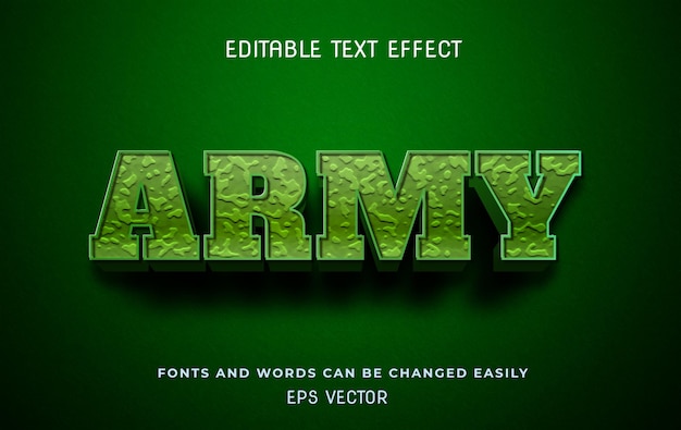 Efecto de texto editable 3d verde militar