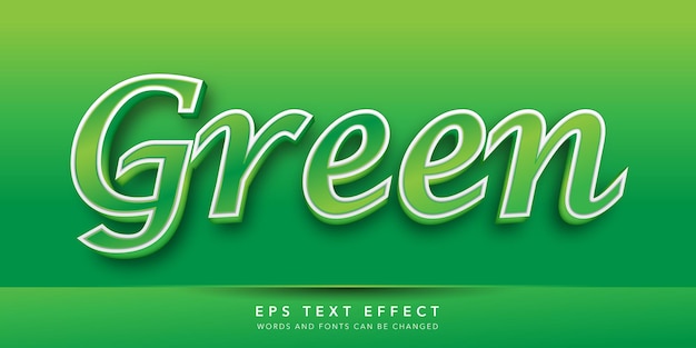 Efecto de texto editable 3d verde