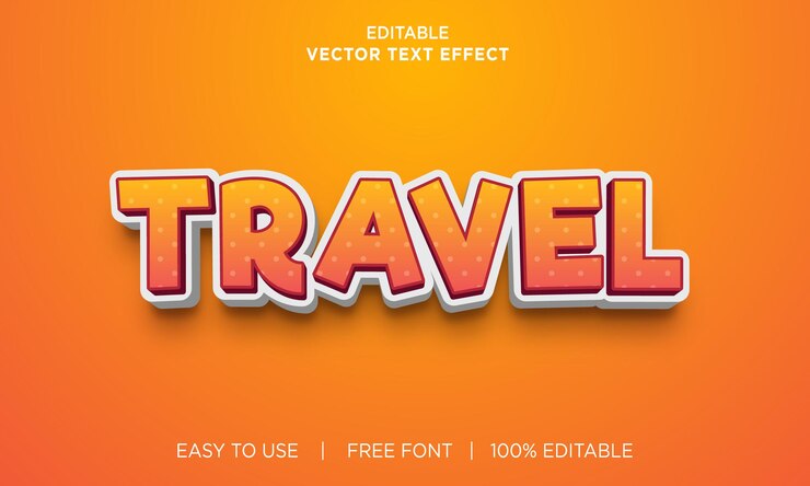 Vector efecto de texto editable 3d de viaje vector premium