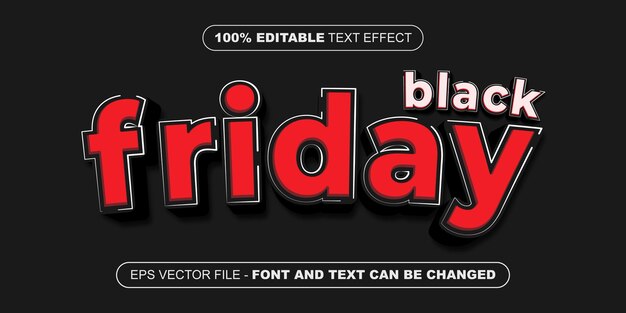 Efecto de texto editable 3d de viernes negro rojo