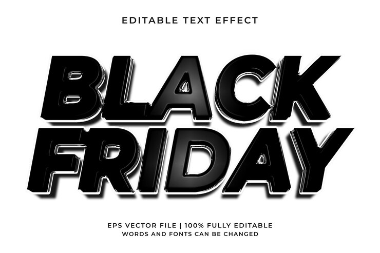 Vector efecto de texto editable 3d de viernes negro
