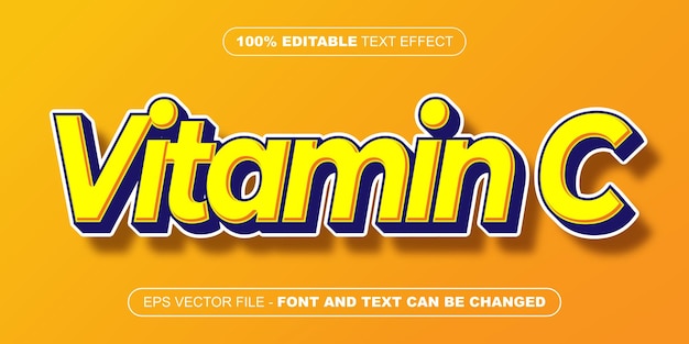 Efecto de texto editable 3d de vitamina c