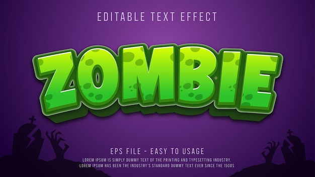 Efecto de texto editable 3d zombie