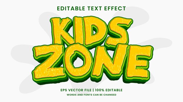 Efecto de texto editable 3d de zona infantil
