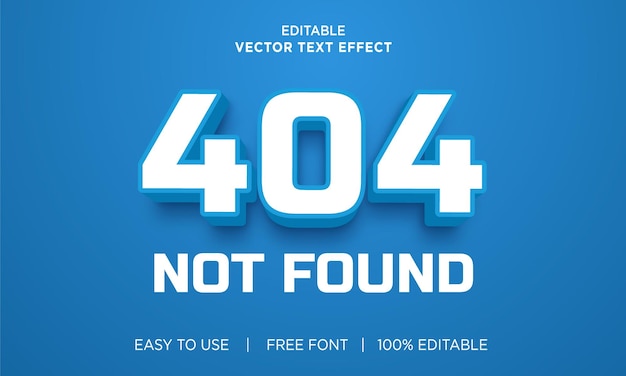 Efecto de texto editable 404 no encontrado con vector premium