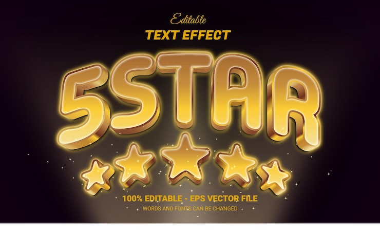 Vector efecto de texto editable de 5 estrellas