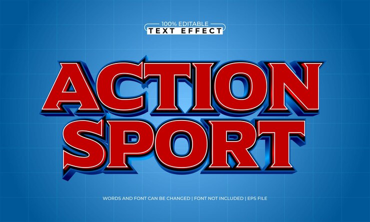 Vector efecto de texto editable de acción deportiva con un estilo de texto de deporte y juego