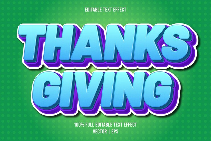 Vector efecto de texto editable de acción de gracias estilo cómico